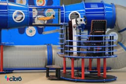 Controlling a model airplane in a wind tunnel view 1