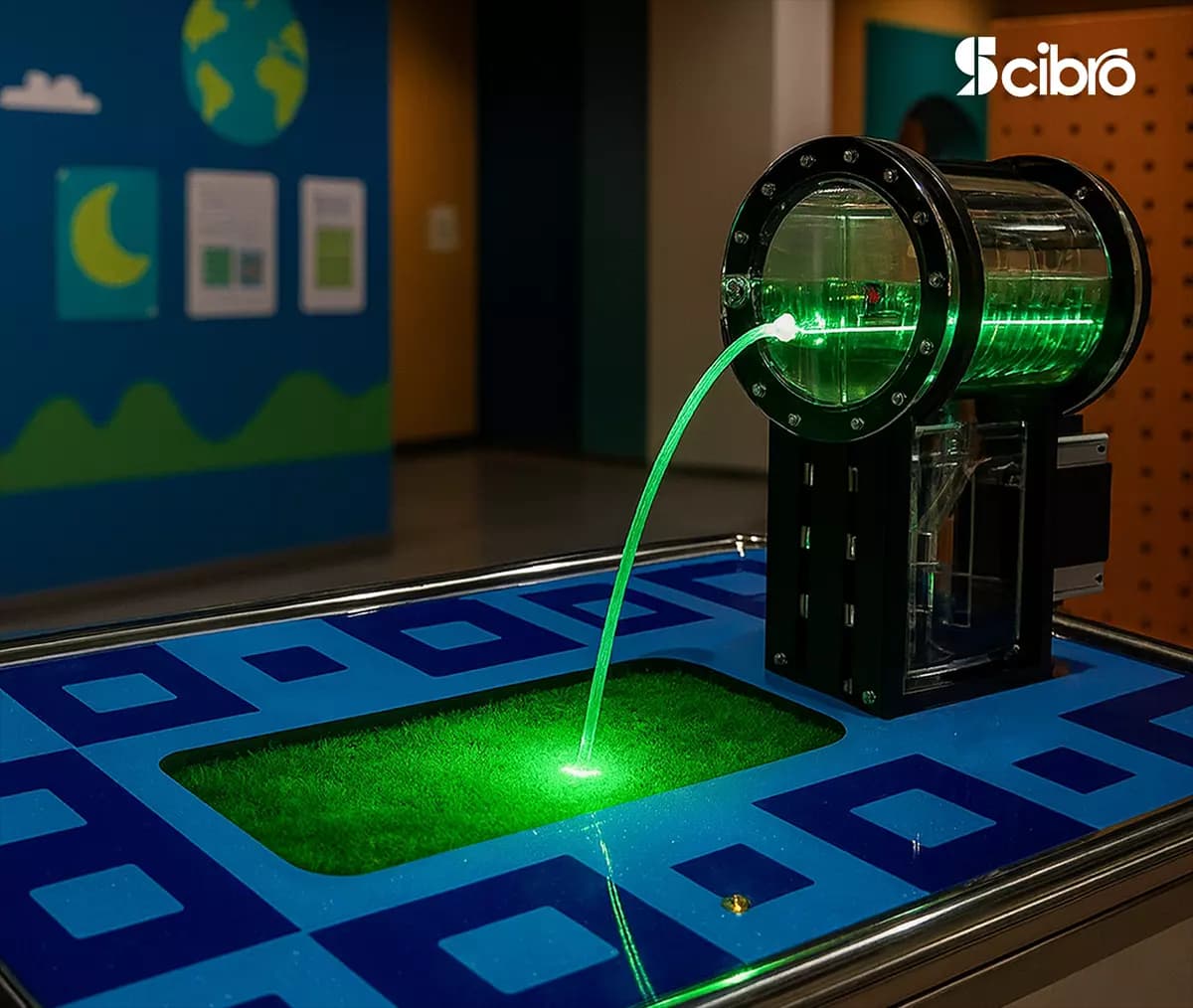 Optical Fiber Model with Flowing Water