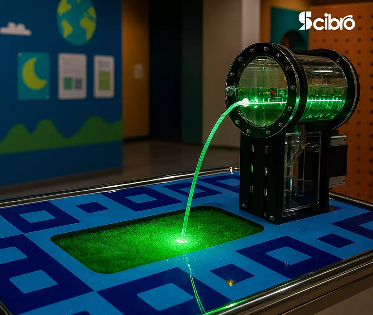 Optical Fiber Model with Flowing Water
